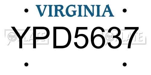 YPD5637 Virginia License Plate