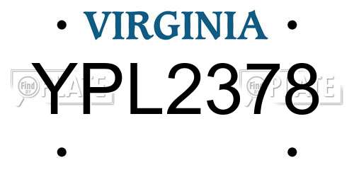 YPL2378 Virginia License Plate
