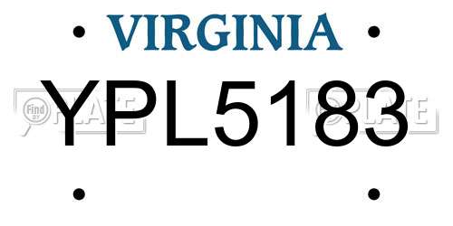 YPL5183 Virginia License Plate