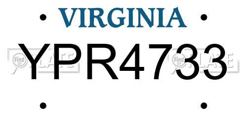 YPR4733 Virginia License Plate