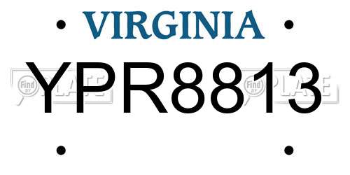 YPR8813 Virginia License Plate
