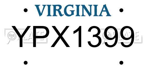 YPX1399 Virginia License Plate