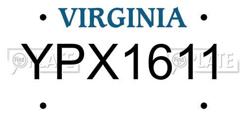 YPX1611 Virginia License Plate