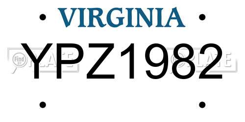 YPZ1982 Virginia License Plate