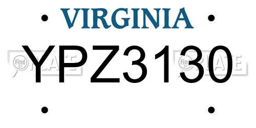 YPZ3130 Virginia License Plate