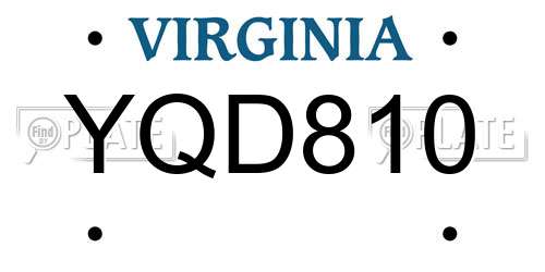 YQD810 Virginia License Plate