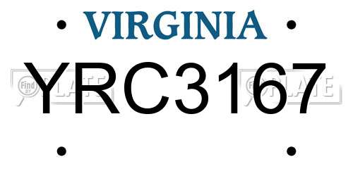 YRC3167 Virginia License Plate