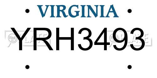 YRH3493 Virginia License Plate