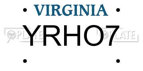 YRHO7 Virginia License Plate