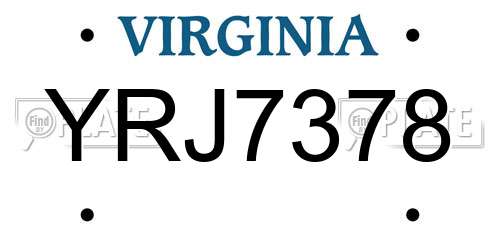YRJ7378 Virginia License Plate