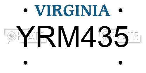 YRM435 Virginia License Plate