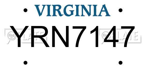 YRN7147 Virginia License Plate