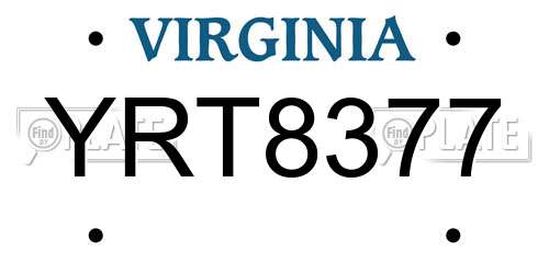 YRT8377 Virginia License Plate