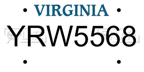 YRW5568 Virginia License Plate