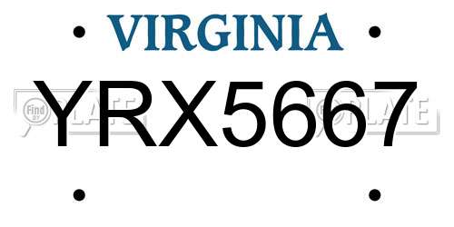 YRX5667 Virginia License Plate