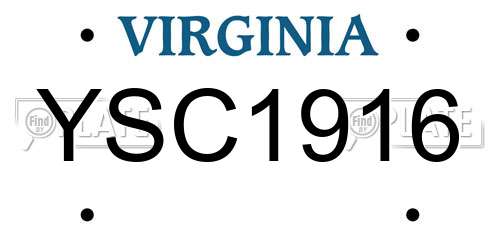 YSC1916 Virginia License Plate