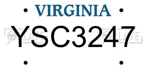 YSC3247 Virginia License Plate