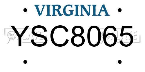 YSC8065 Virginia License Plate