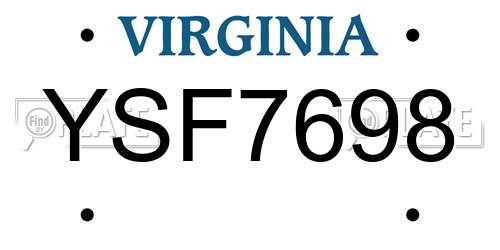 YSF7698 Virginia License Plate