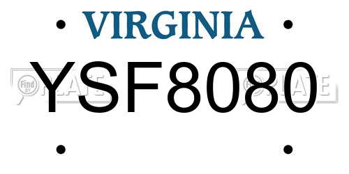 YSF8080 Virginia License Plate