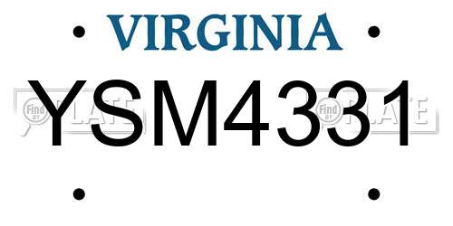 YSM4331 Virginia License Plate