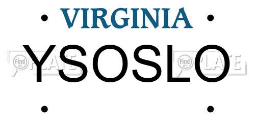 YSOSLO Virginia License Plate