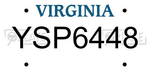 YSP6448 Virginia License Plate