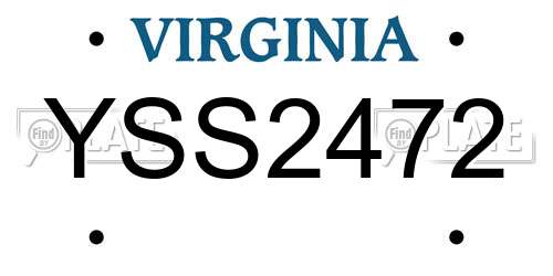 YSS2472 Virginia License Plate