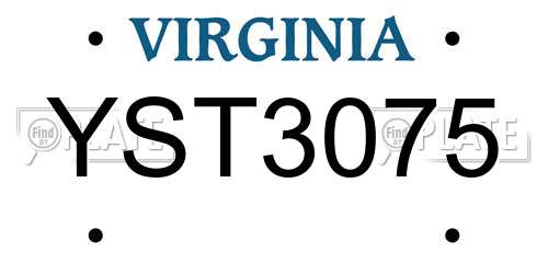 YST3075 Virginia License Plate