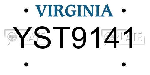 YST9141 Virginia License Plate