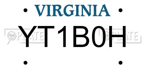 YT1B0H Virginia License Plate