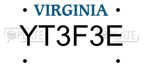 YT3F3E Virginia License Plate