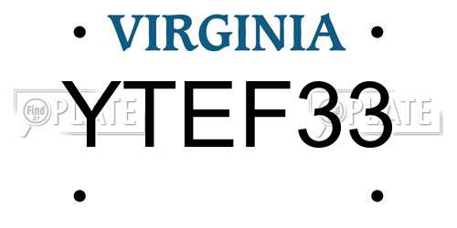 YTEF33 Virginia License Plate