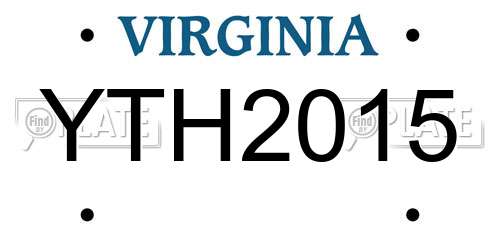 YTH2015 Virginia License Plate