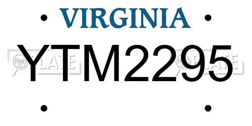 YTM2295 Virginia License Plate