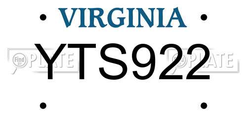 YTS922 Virginia License Plate