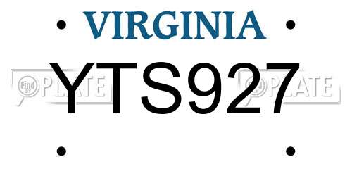 YTS927 Virginia License Plate