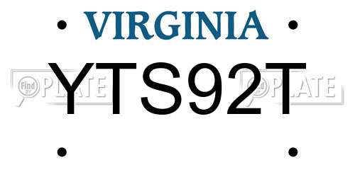 YTS92T Virginia License Plate