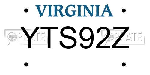 YTS92Z Virginia License Plate