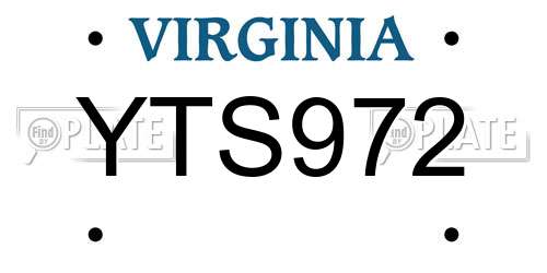 YTS972 Virginia License Plate