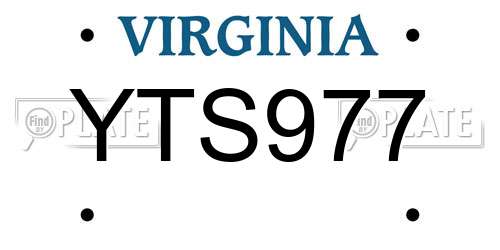 YTS977 Virginia License Plate