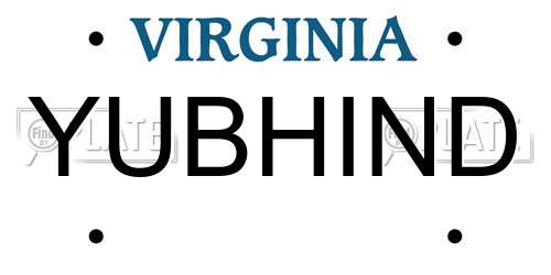 YUBHIND Virginia License Plate
