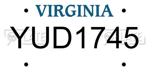 YUD1745 Virginia License Plate