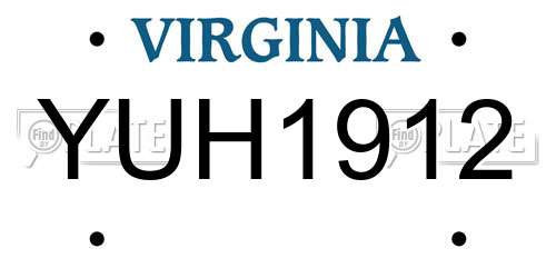 YUH1912 Virginia License Plate