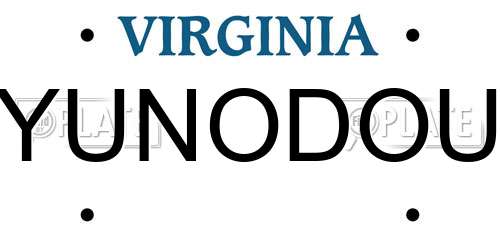YUNODOU Virginia License Plate