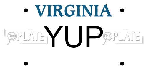 YUP Virginia License Plate