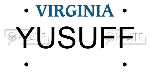 YUSUFF Virginia License Plate