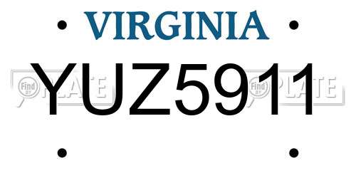 YUZ5911 Virginia License Plate
