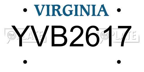 YVB2617 Virginia License Plate