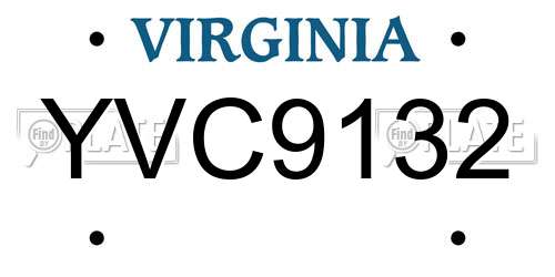 YVC9132 Virginia License Plate